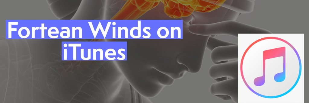 "Fortean Winds on iTunes" with an iTunes logo and fortean winds podcast logo