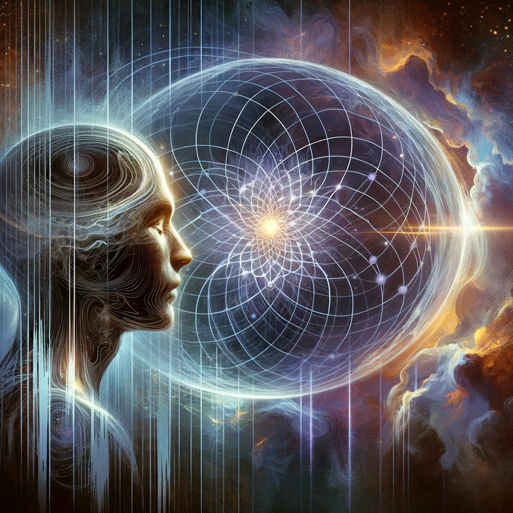 Visualizing the concept of observer consciousness influencing UAP manifestations, as per quantum mechanics.